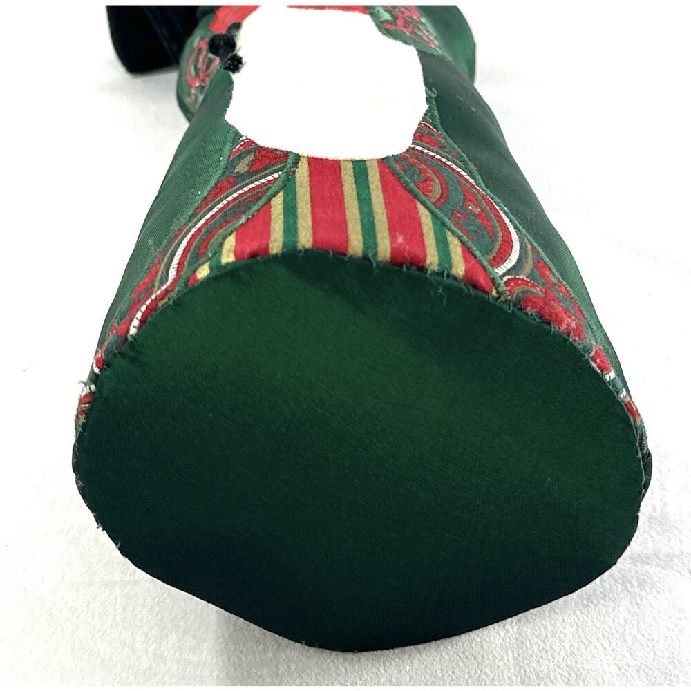 Vintage Folk Art Fabric Santa Claus Figure Green Satin Robe Christmas 13” - Picture 7 of 7